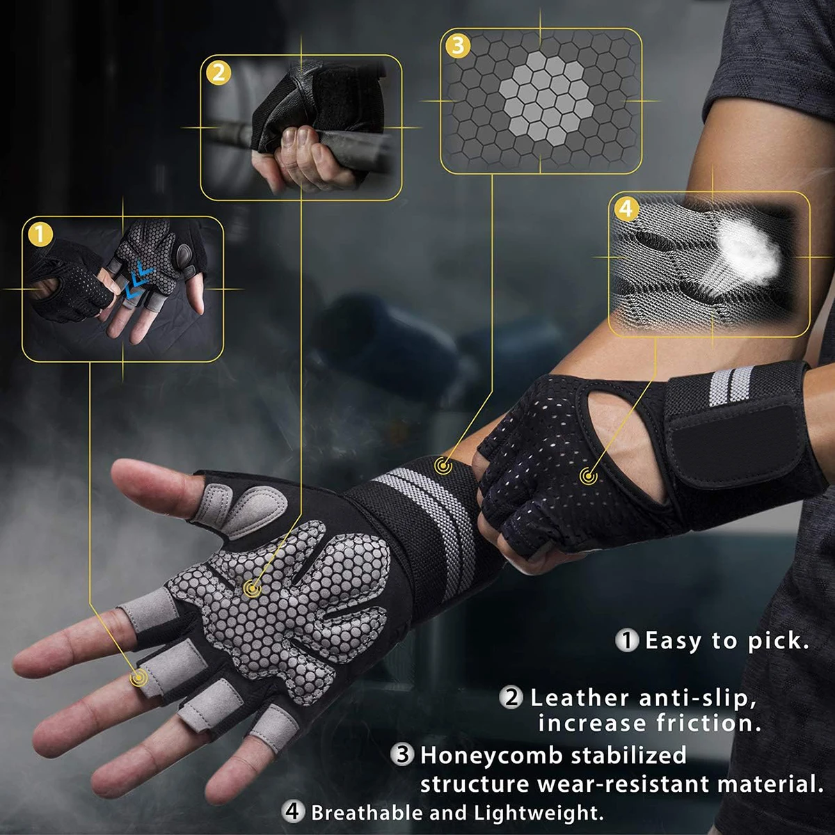 Weight Lifting Gloves Men And Women Workout Gloves With Wrist Wraps Support For Gym Training Full Palm Protection For Fitness weightlifting gloves