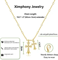 Cross Necklace K Gold/Silver Plated Double Cross Pendant Necklace Diamond Cross Link Chain Jewelry Religious Gifts for Women 4