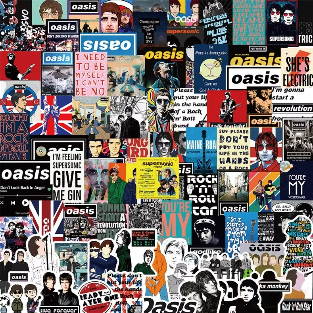 Oasis Rock Band Poster Stickers Set - Decorative Stickers for Luggage, Water Bottles, Laptops & More