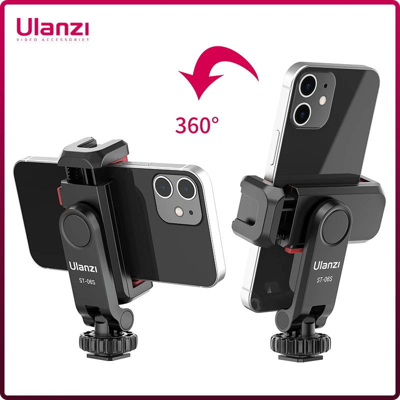 Ulanzi ST-06S Vertical Shooting Phone Mount Holder DSLR Camera Monitor Mount Tripod Mount Clamp for Smartphone Vlog Shooting