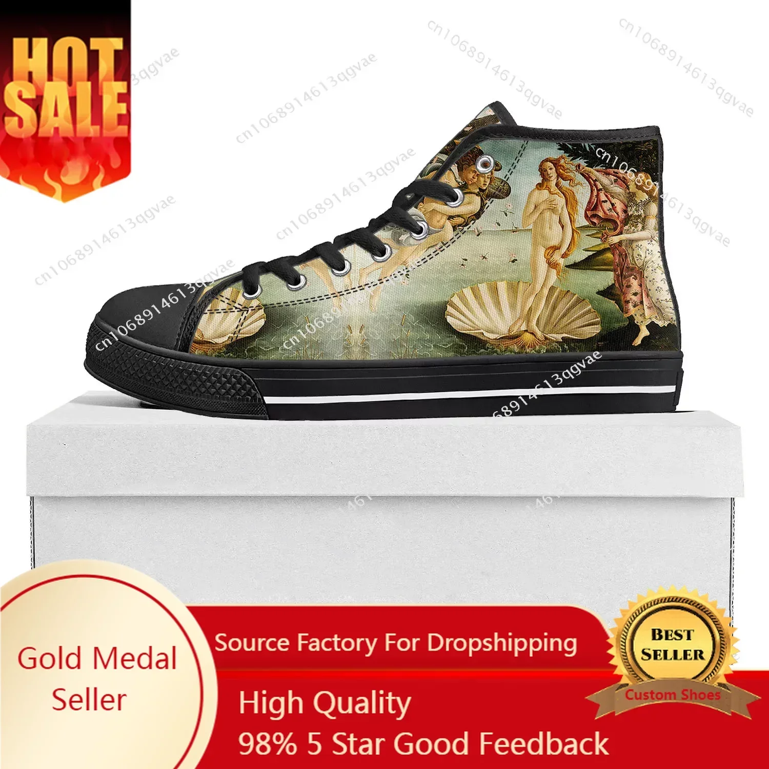 The Birth of Venus High Top High Quality Sneakers Mens Womens Teenager Canvas Customized Sneaker Casual Couple Shoes Custom Shoe