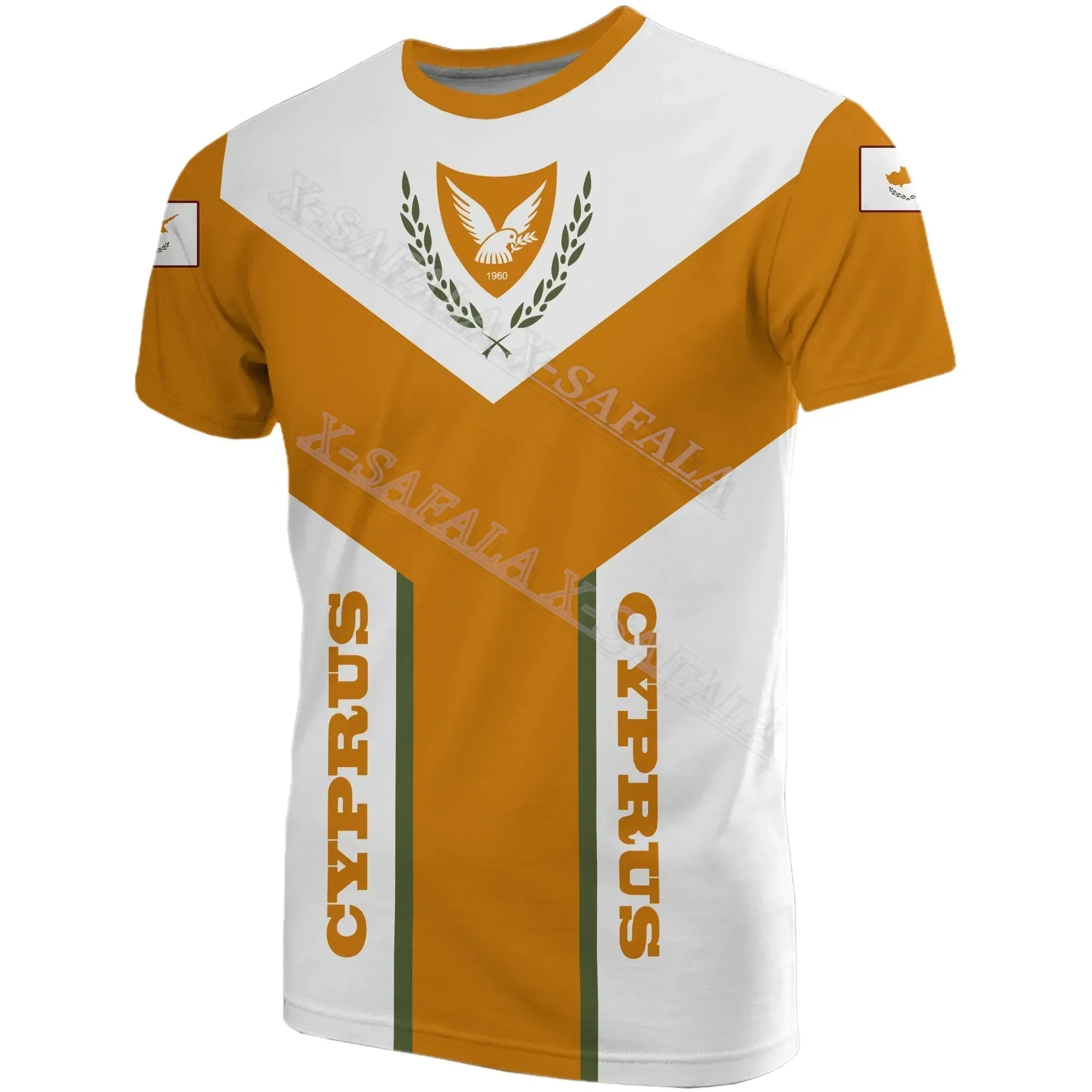

Cyprus National Flag and Emblem 3D Printed Summer Casual T-shirt Short Sleeved Summer Top Cool Men Women Coolness Clothing-1