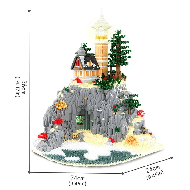 Lighthouse Island Building Blocks Toy Set with Light for Kids