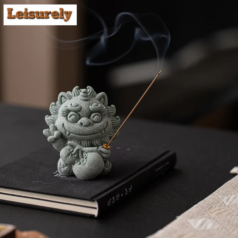 Creative Auspicious Wealth Green Sandstone Tea Pet Aesthetic Fish Tank Landscaping Tea Figurine Play Toys Tea Statue Ornaments