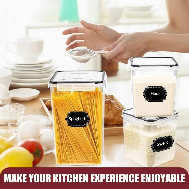 Large Airtight Food Storage Containers with Lids, 10PCS Plastic Cereal Storage Containers, Kitchen & Pantry Organizers