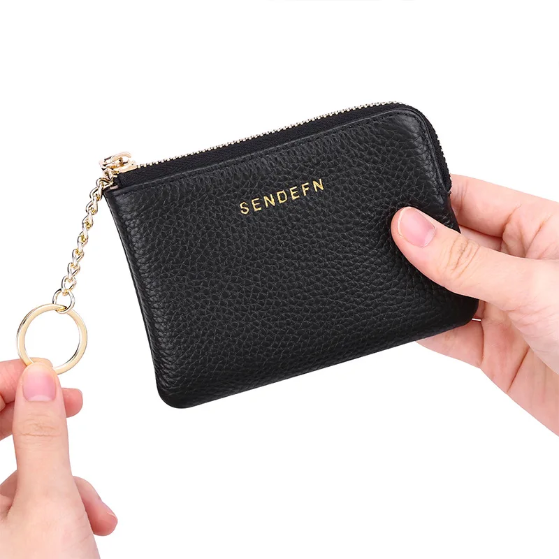 2023 Ladies Leather Small Wallets Money Bag Luxury Brand Simple Credit Card Holders Zipper Coin Purses With Key Ring For Women