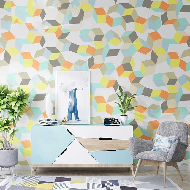 Modern 3D Geometric Grid Wallcovering Decorative Wallpaper Rolls for Living  Room Bedroom Background Walls papel tapiz para pared - AliExpress