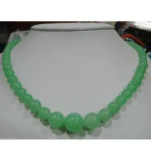 Jewelry  6-14mm Light Green Beads Necklace 18 " Fashion Wedding Party Jewellery