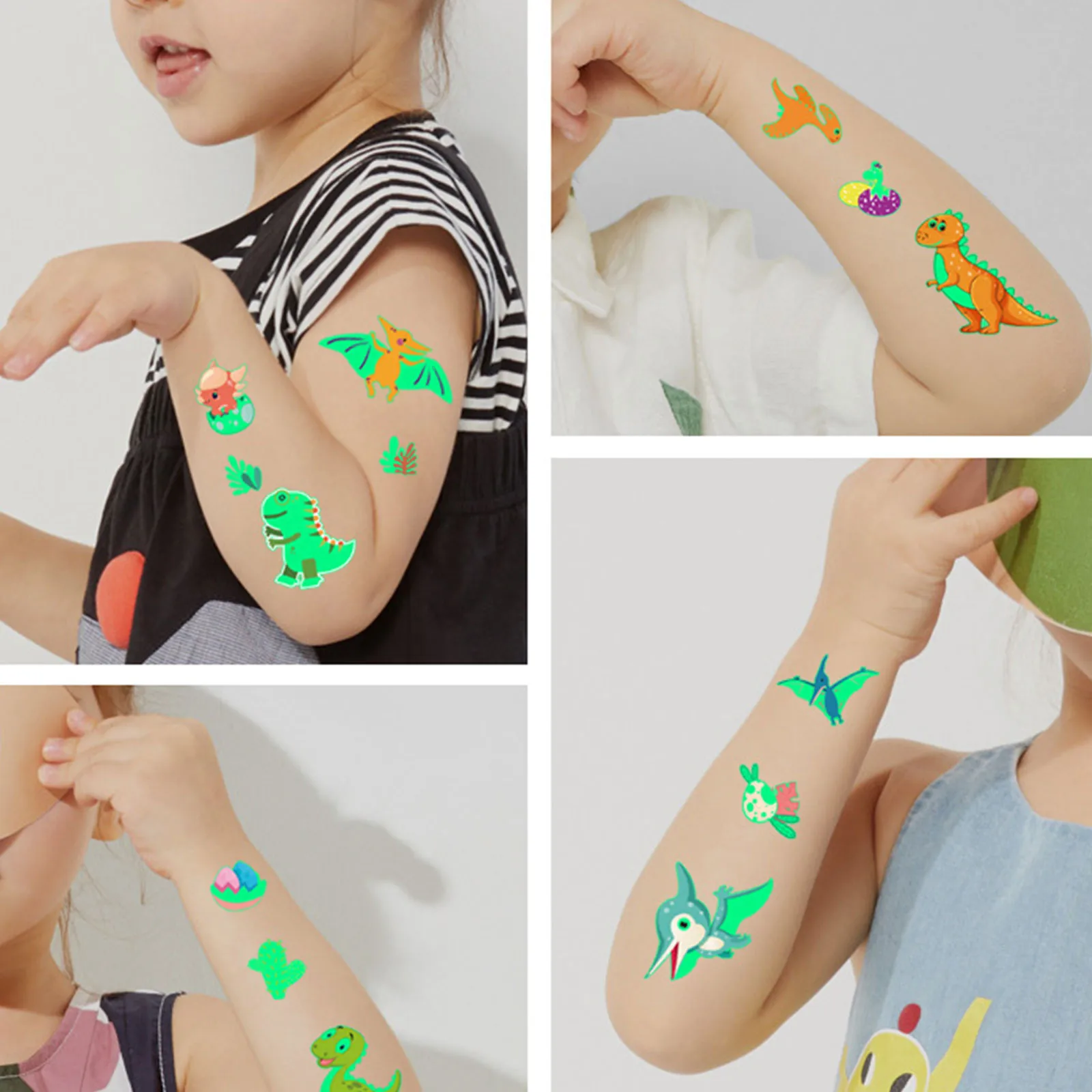Dinosaur Glow In The Dark Stickers Cute Kids Sweat Sticker Cartoon Fun Temporary Fluorescent Stickers 1pc Decoration Sticker