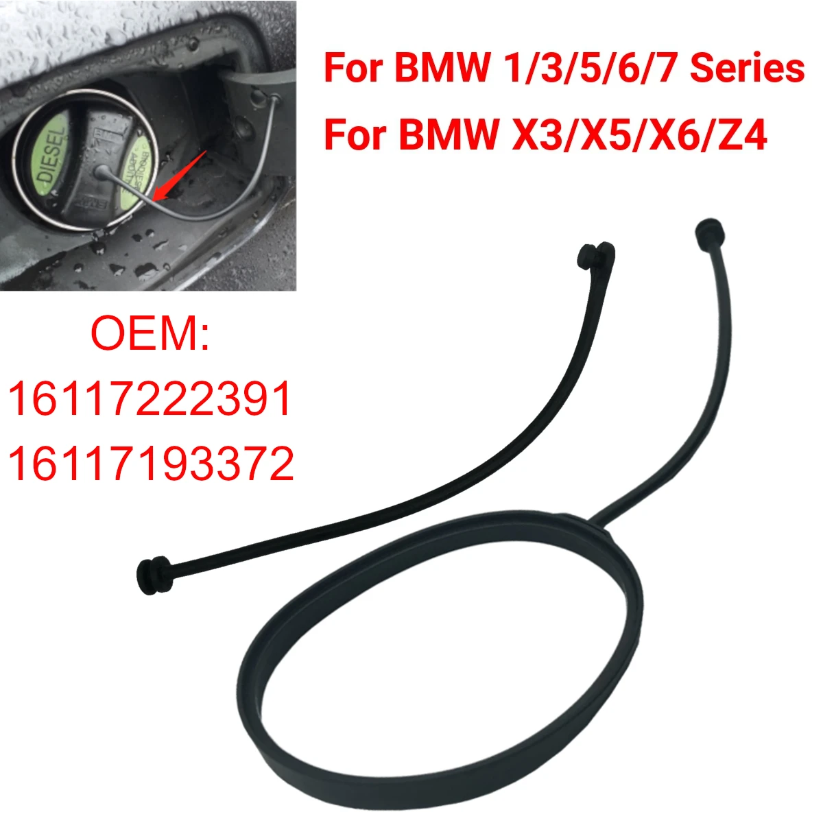 Fuel Tank Cap Cover Line Cable Rope Ring Petrol Diesel 16117193372 for BMW E46 E90 E91 E92 E93 E39 E60 E63 E64 E66 E87 X3 X5