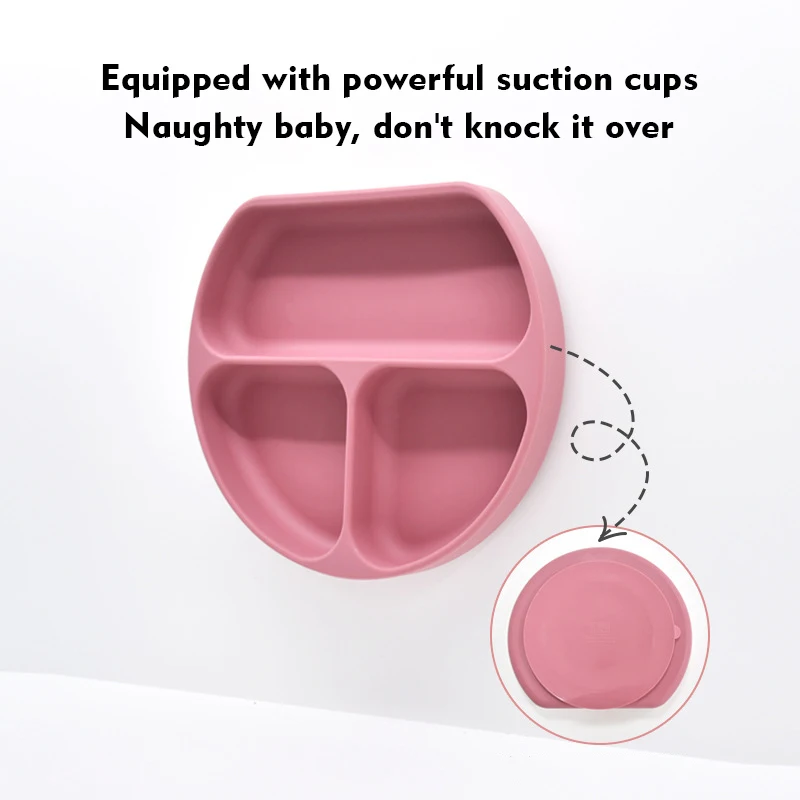  실리콘 다이닝 플레이트 물건 세트, 어린이 식사 훈련, 낙하 방지 접시, 스푼 포크 포함 수유 기구, BPA 프리, 3 개