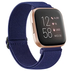 Elastic Nylon Adjustable Watch Strap - Versatile Wristband Bracelet - Fitbit Versa 3 (Blue)