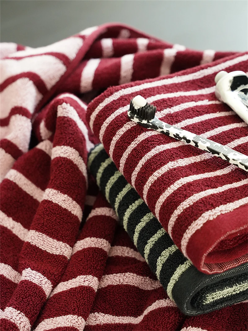 Fashion Striped Cotton Towel Soft Absorbent Adult BathTowel Face Towel Household Towels Luxurious Hotel Bath Supply Beach Towels 4