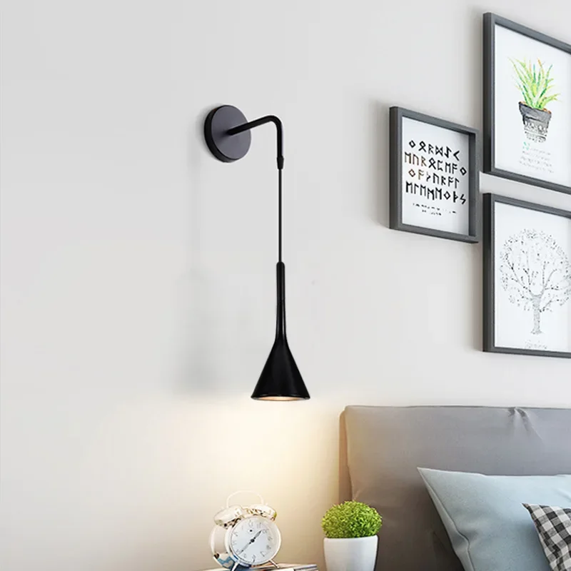 북유럽 침대 헤드 벽 램프, 거실 배경 벽 조명, 거실 서재 복도 방 장식 침실 램프