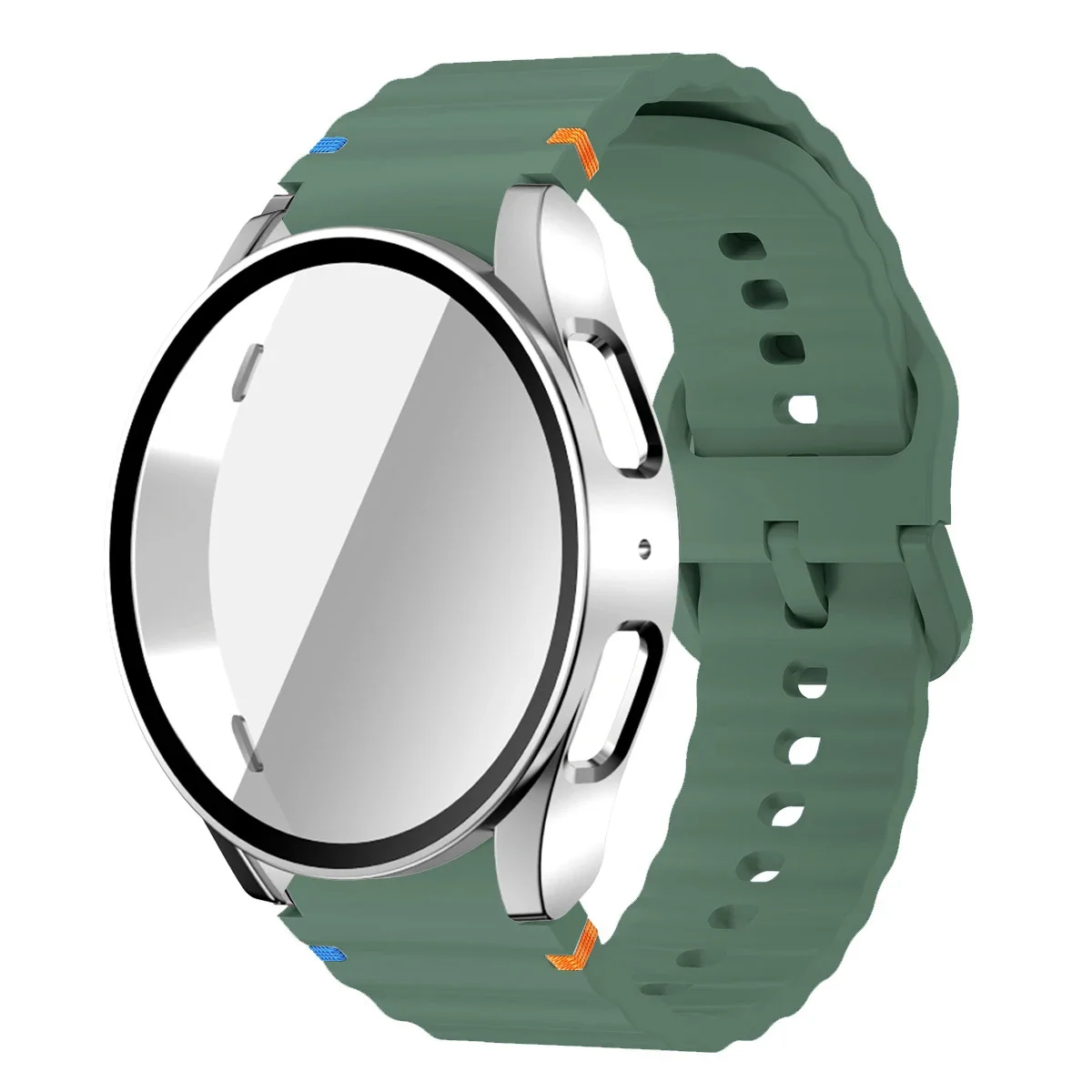 Enhanced Silicone Band and Bumper Case with Tempered Glass Screen Protector