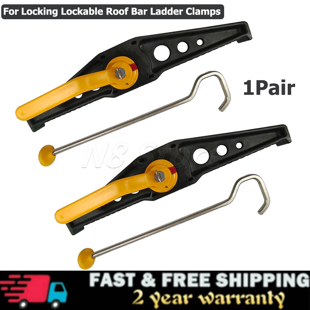 For Locking Lockable Roof Bar Ladder Clamps Adjustable 1Pair Safe Clamp