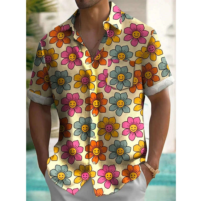 thumbnail image 1 of Camisas hawaianas con estampado de flores en 3D para hombre, camisas de manga corta para fiestas, camisas de gran tamaño para mujer, ropa Harajuku, blusas, 1 of 4