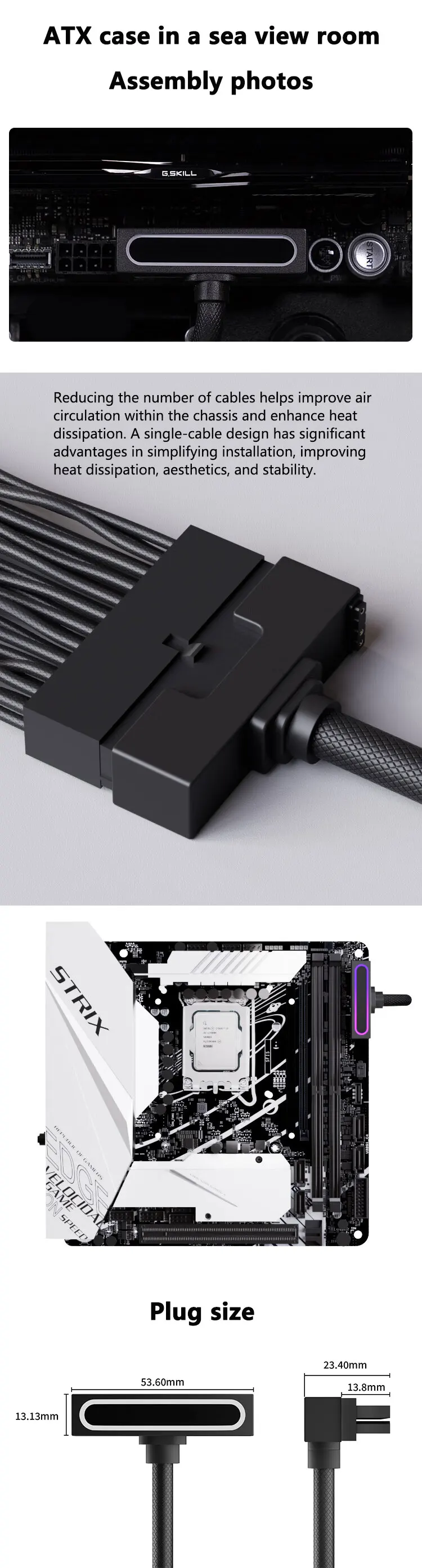 24PIN motherboard extension cable ARGB power direct connection cable 90° right a