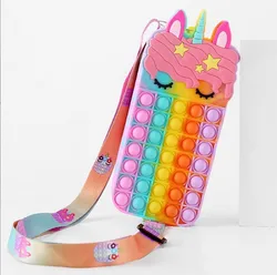 Pop It – grand sac à main licorne Anti Stress, jouets sensoriels pour enfants, jouet à presser pour les enfants 