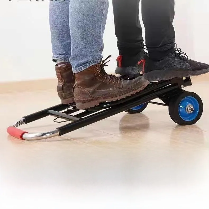 Portable Lightweight Hand-Pulled op Cart Foldable Dual-Wheel Easy to Carry Vegetable Bung Stall Goods Mover Utili Cart