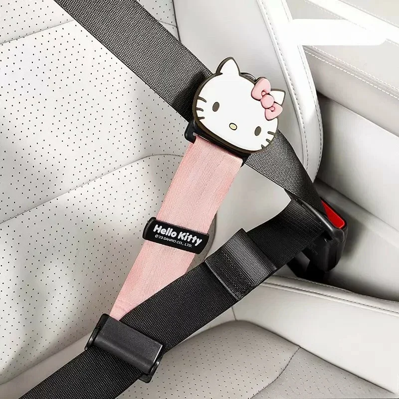 Sanrio Kuromi Car Seat Belt Limiter Child Safety Belt Holder Adjustable Length Universal Hello Kitty Seat Accessories