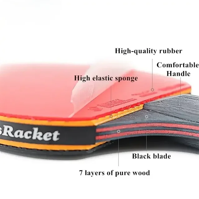 6 Star Table Tennis Racket 2PCS Professional Ping Pong Racket Set Pimples-in Rubber Hight Quality Blade Bat Paddle with Bag 3