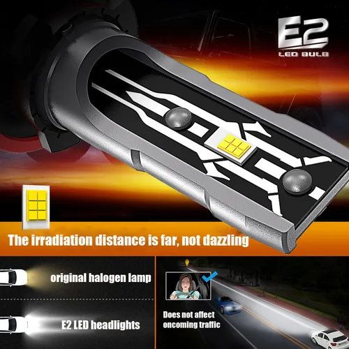 E2 Canbus LED 헤드라이트 안개등 전구, H4 9003 H7 H1 H3 9005 HB3 9006 HB4 H8 H9 H11 H16JP 9012 HIR2 880 881 H27, 30000LM, 2 개 5