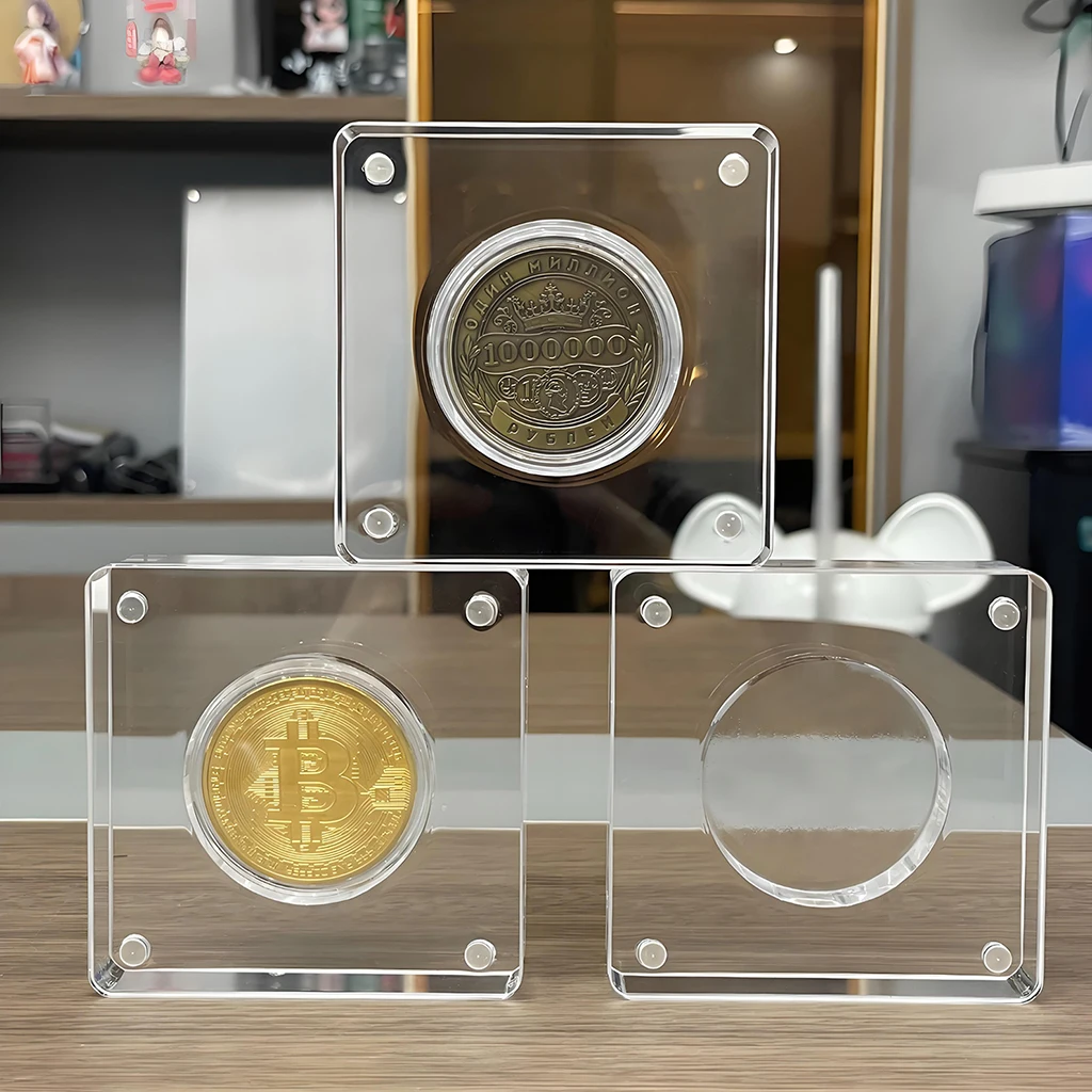 17/20/25/27/30/33/38/40mm 코인 디스플레이 홀더 마그네틱 아크릴 코인 프레임 보관 상자 코인 컬렉션을위한 코인 캡슐  케이스-Freehip.co.kr