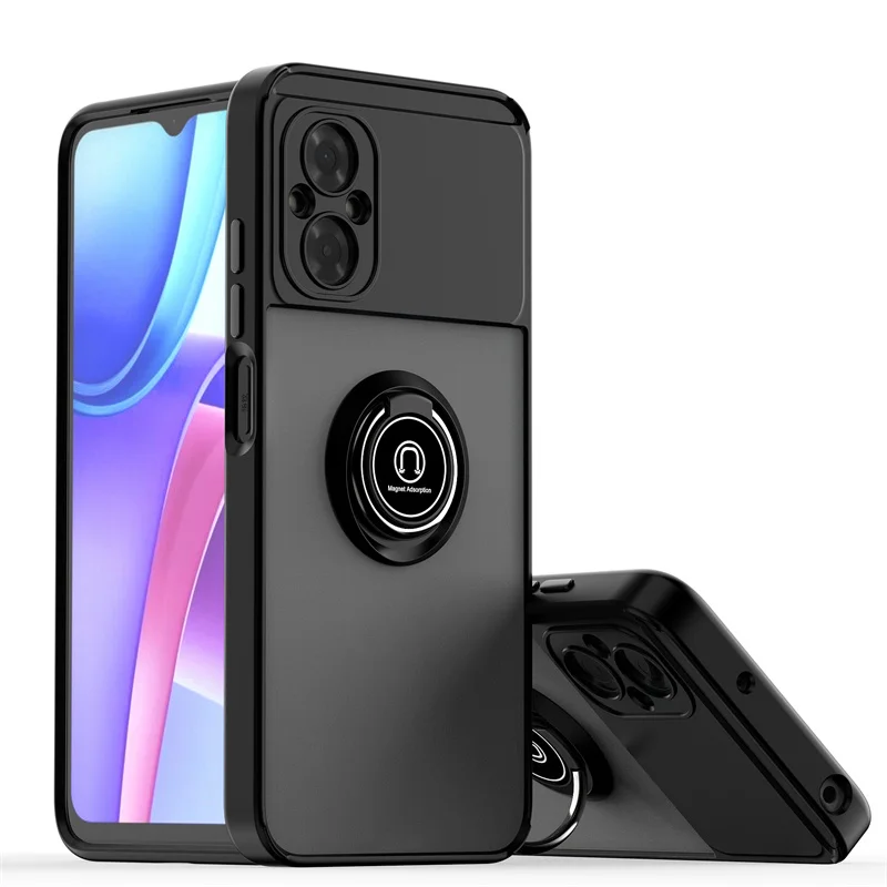 Shockproof Matte Armor Phone Case with Metal Ring Holder