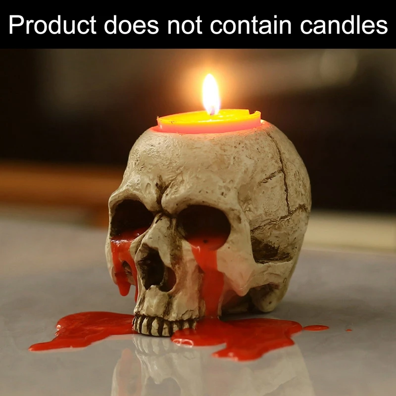 Skull Skeleton Candlestick Holders Tealight Cup Gothic Resin Candlestick Crafts for Halloween Ornament Candle Holders