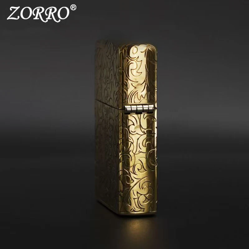 ZORRO 902  Five-face Carving Constantine Cross Brass Kerosene  Lighter 4