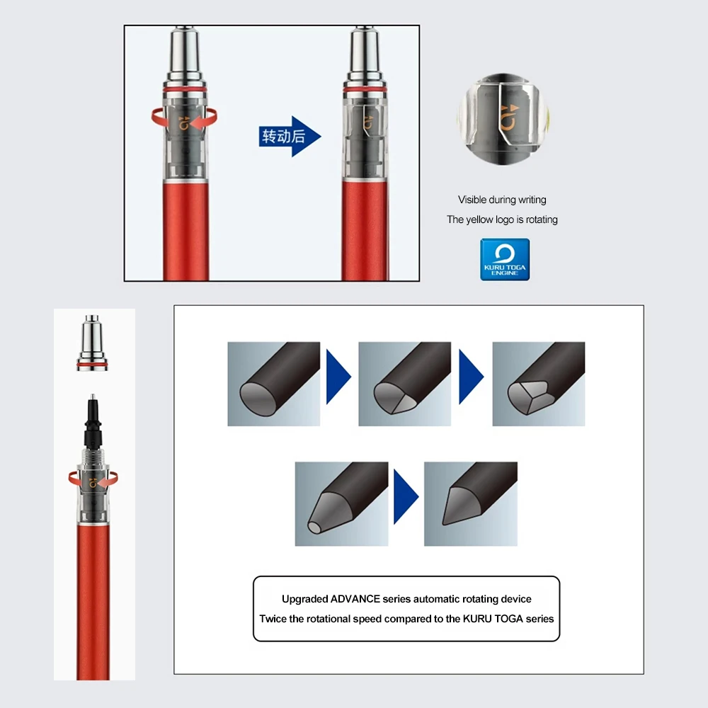 Japan UNI Mechanical Pencil M5-559 Automatic Rotation Kuru Toga Double Speed 0.5mm Painting School Stationery Art Supplies 5