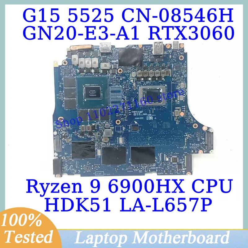 Cn-08546H 08546H 8546H Per Dell G15 5525 Con Ryzen 9 6900Hx Cpu La-L657P Scheda Madre Del Computer Portatile Gn20-E3-A1 Rtx3060 100% Testato Buono