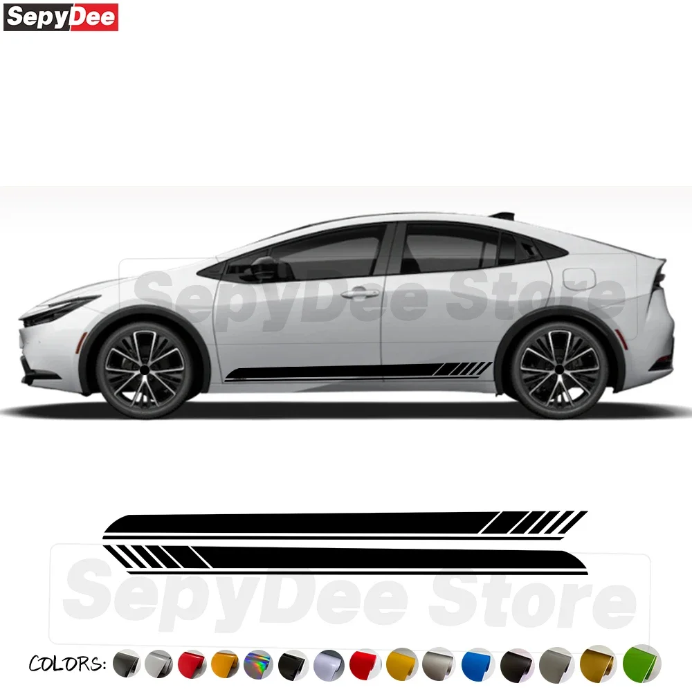 

2Pcs Racing Sport Car Door Side Stickers for Toyota Prius Auto Body Decor Long Stripes Vinyl Film Decals Car Tuning Accessories