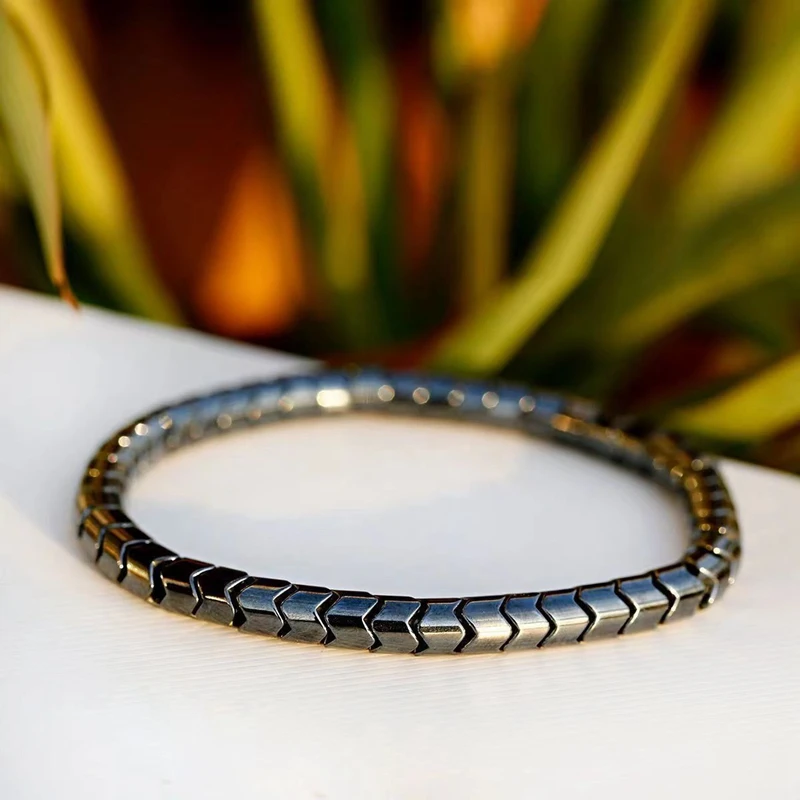 Hematite Arrow Shape Stone Beads Bracelets Weight Loss Magnetic Therapy Bangle for Women Men Fashion Health Care Unisex Jewelry