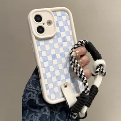Watercolor Grid Checkered Lanyard Phone Strap Case - Xiaomi 17T (JGSPKSSWhite - JSS140)