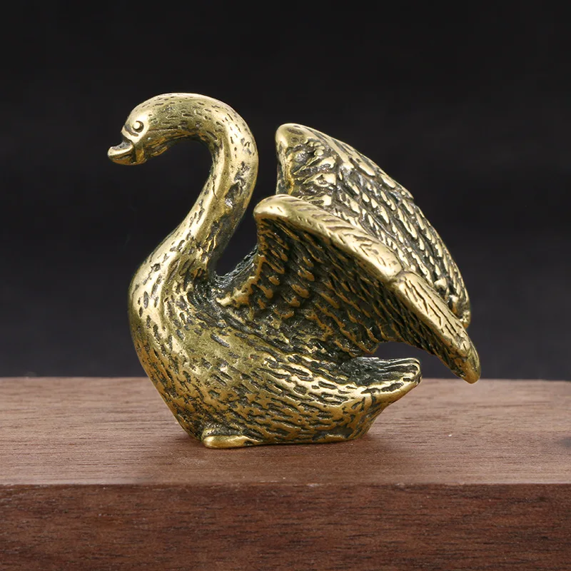 

Solid Brass Swan Small Statue Vintage Antique Animal Figurines Miniatures Home Office Desktop Ornament Tea Pet Crafts Collection