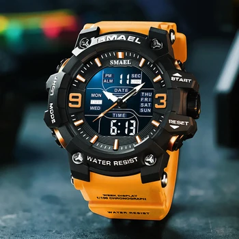 SMAEL 8049 Watch Sport LED Light Alarm Clock Dual Time Display WaterproofWeek Auto Date Wristwatches Quartz 1