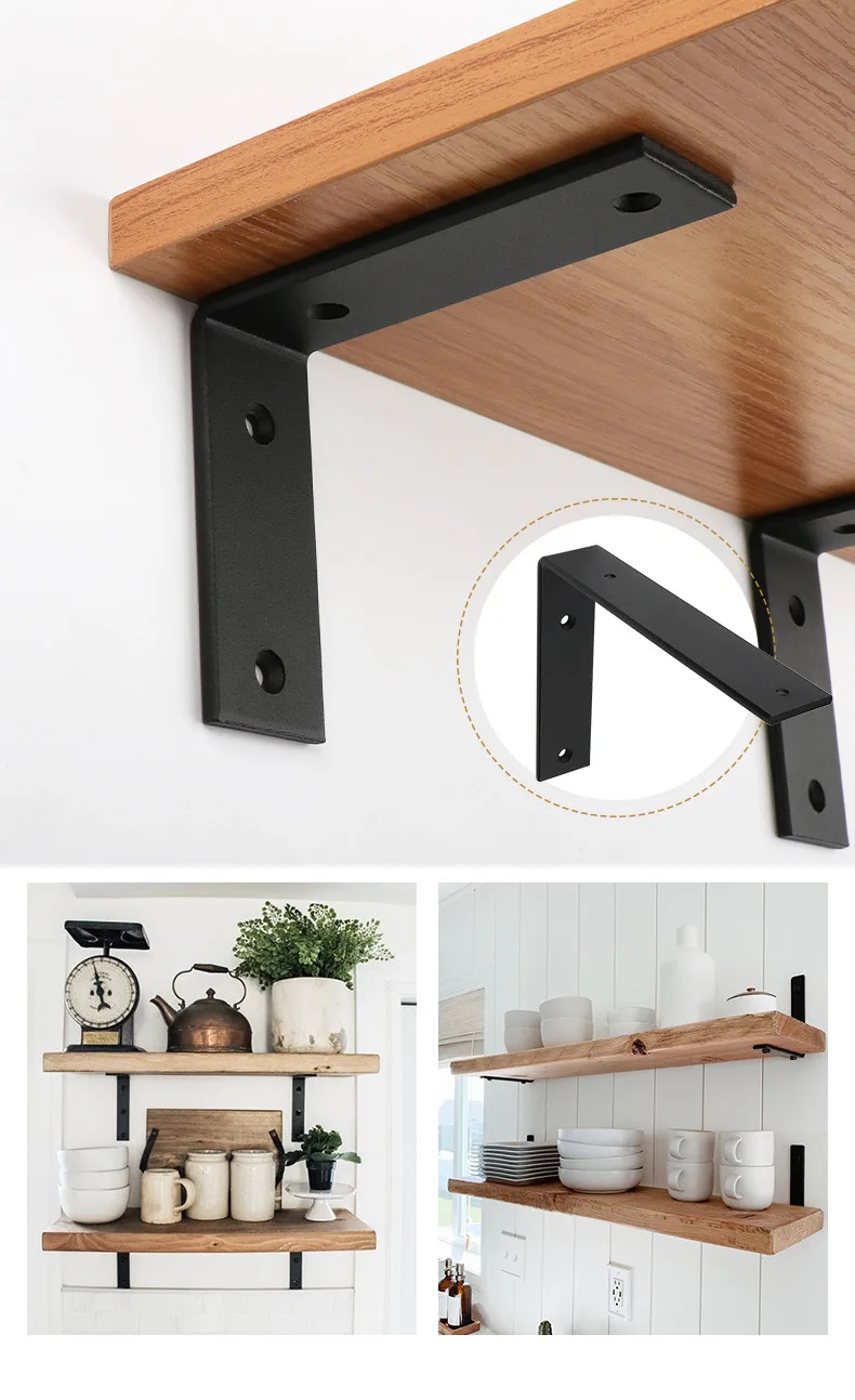 Description Picture 4 of itemThickened 5MM Black Wall Heavy-duty Bracket, Iron L-shaped Bracket, Angle Iron Bracket Fixed At A 90 Degree Right Angle