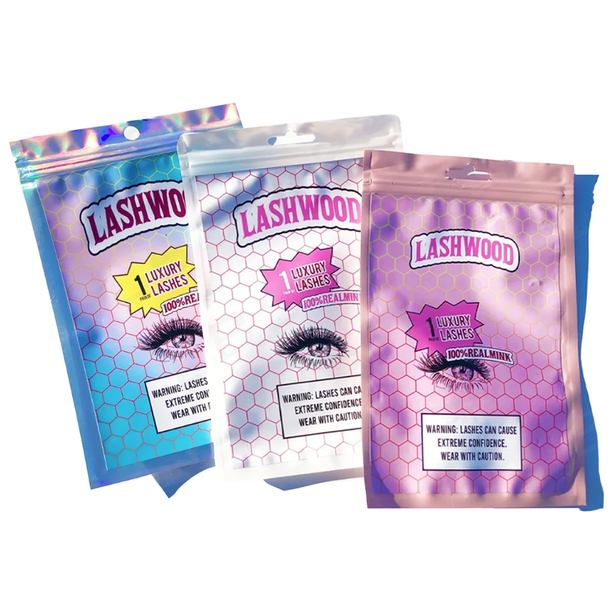 Eyelash Packaging Bag Wholesale Pink Black White Zip Lock Party Favor Bag Eyelashes Lash Package Box Custom Logo Sticker 2