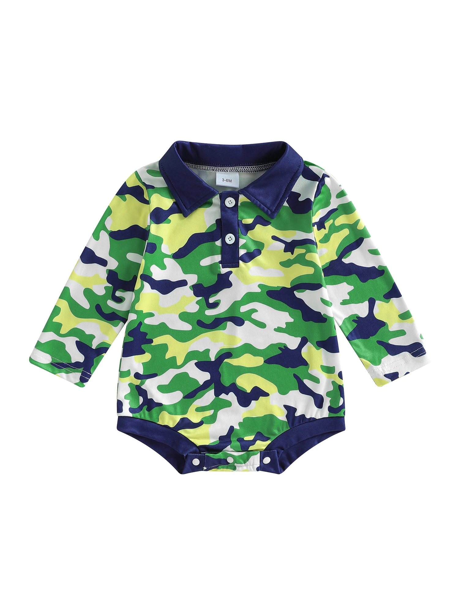 Cute Baby Boys Rompers with Stylish Long Sleeve Design Turn Down Collar and Camouflage Pattern for Maximum Comfort and Style