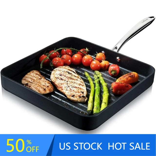 NutriChef Nonstick Stove Top Grill Pan - PTFE/PFOA/PFOS Free 11  Hard-Anodized Non stick Grill & Griddle Pan - Kitchen Cookware - AliExpress