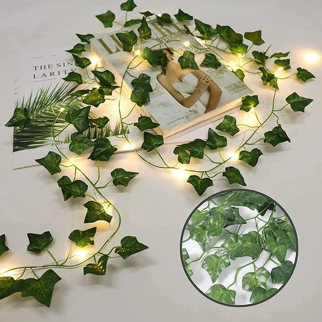 2M Artificial Ivy Garland Fake Vines String Lights Faux Green Hanging Plant  Greenery for Wall Party Wedding Home Outdoor Decor