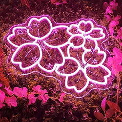 Pink Glow Flower Design LED Neon Sign for Romantic Atmosphere and Elegant Decor (Sakura)