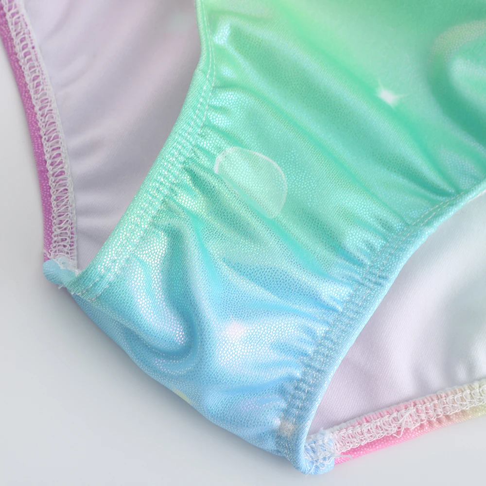Hochwertige, preiswerte Kinder-Mädchen-Kind-Spandex-Wettbewerbs-Regenbogen-Sterntanz-Gymnastik-Trikots zum Verkauf – Detail 9