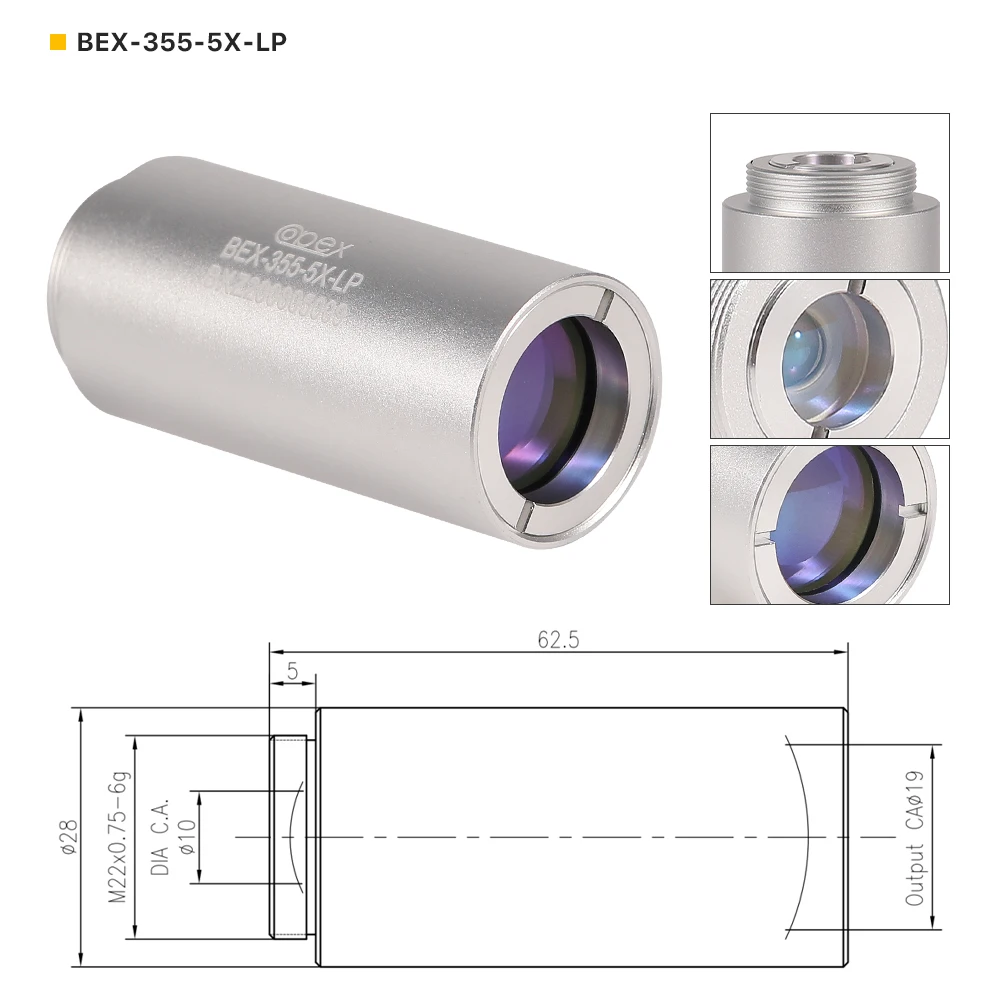 Ultrarayc 355 nm UV-Quarz-Laserstrahlaufweiter 2X 3Xi 4X-LP 5X-LP 8X-LP 10X-LP-Gewinde M22x0,75 & M30x1 Optik für Lasermarkierung – Detail 8