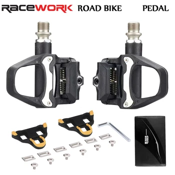RACEWORK Road Bike Pedal Nylon Bicycle Locking pedals Cycling Bearing Cleats Clipless Pedal For SPD SL System With Locking plate 1