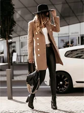  2022 New Fashion Women Jacket Long Sleeve Double Brested Mid-length Slim Western Style Ladies Thin Jacket for Autumn Winter 