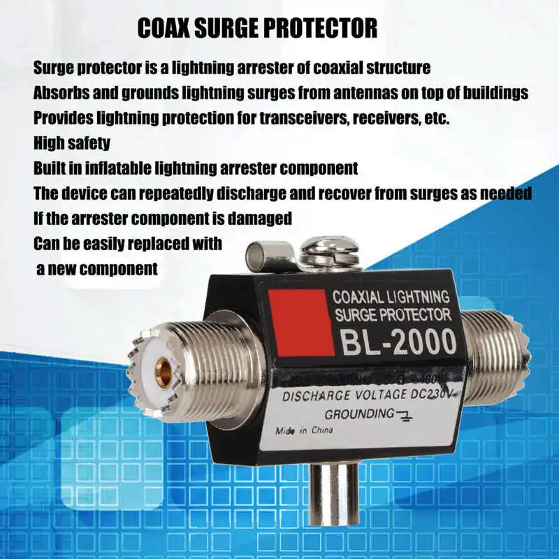 BL-2000 Protector Coaxial Surge PL259 Female to PL259 Female Coaxial Arrestor