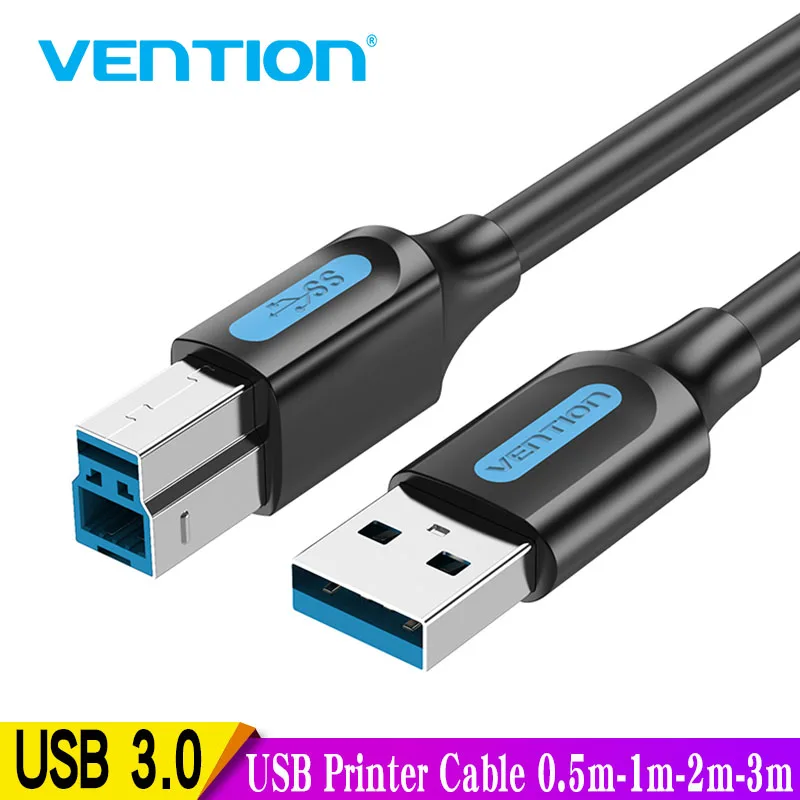Vention USB 프린터 케이블, 캐논 엡손 HP ZJiang 라벨 프린터용, USB 3.0 A 타입 수-B 수 케이블, DAC USB 프린터, 0.5m-1m, 3m